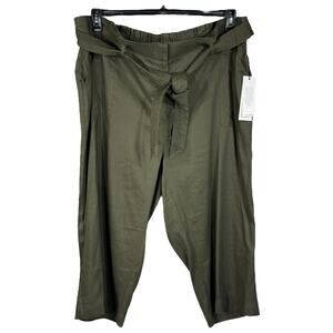 Calvin Klein 2X-Large Wide Leg Crop Pants Linen Blend Belt Paperbag High Waist